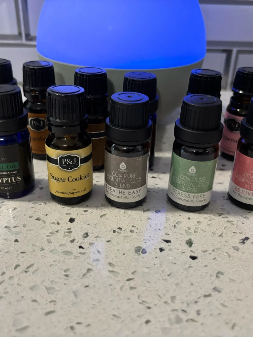 Young Living Essential Oil Diffuser with Assorted Essential Oil Bottles